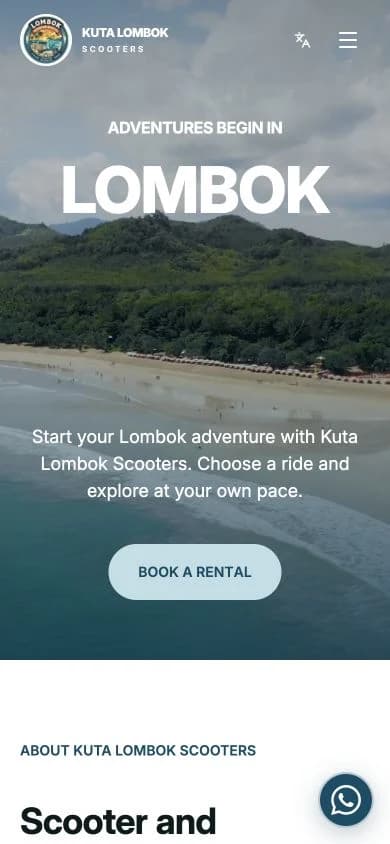Kuta Lombok Scooters’ actual coastal storefront and booking entry